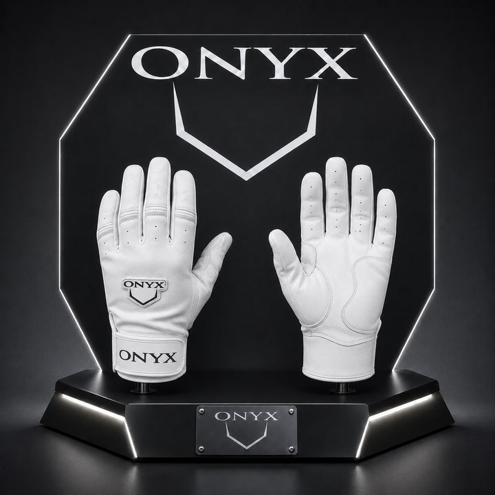 Onyx White Premium Leather Batting Gloves