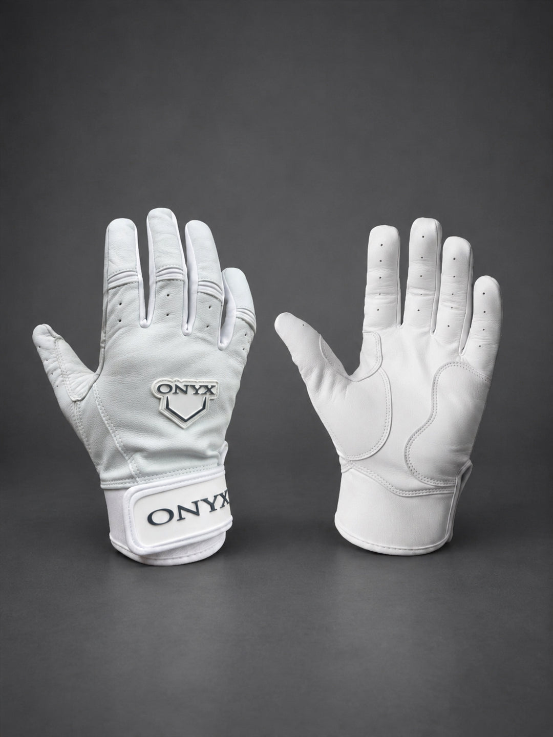 Onyx White Premium Leather Batting Gloves