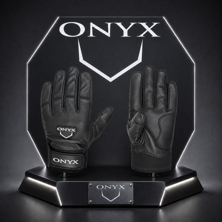 Onyx Black Premium Leather Batting Gloves