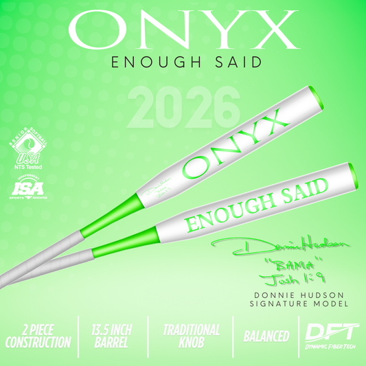 2026 Onyx Enough Said Green White Balanced (Donnie Hudson Signature) Senior Softball Slowpitch Bat