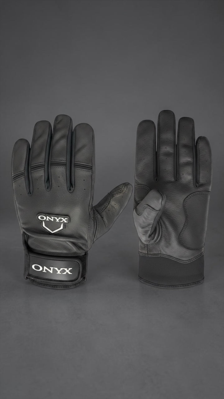 Onyx Black Premium Leather Batting Gloves