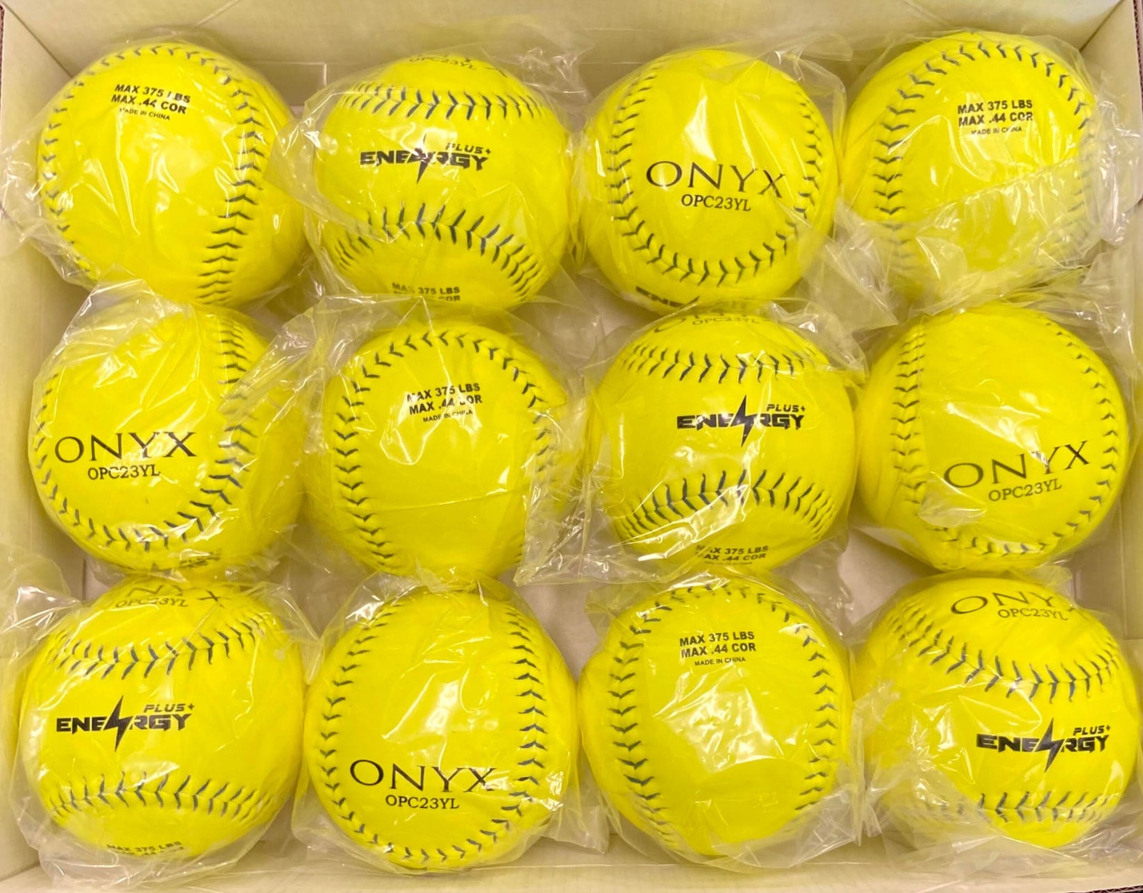 ONYX ENERGY PLUS+ SLOWPITCH Softball 12” 44 cor 375 lb (Dozen) Onyx